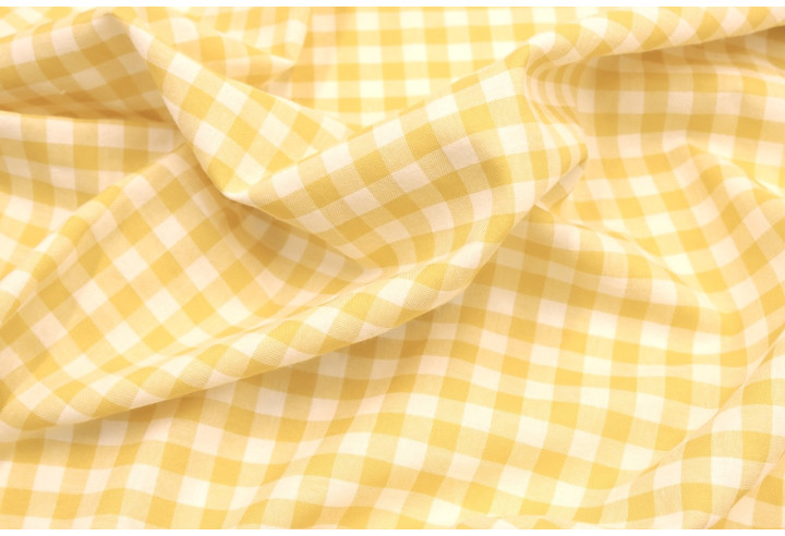 Tissu Fil Teint Polycoton Carreaux Moutarde de Qualité, Tissu au mètre, Tissu pas cher - Alltissus.com