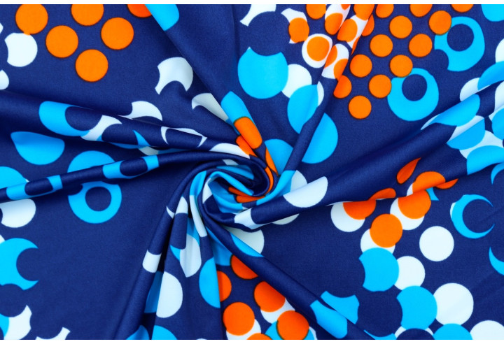 Tissu Lycra Maillot de Bain Cercles Marine de Qualité, Tissu au mètre, Tissu pas cher - Alltissus.com