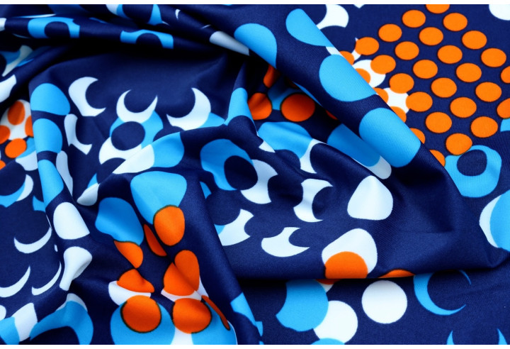 Tissu Lycra Maillot de Bain Cercles Marine de Qualité, Tissu au mètre, Tissu pas cher - Alltissus.com