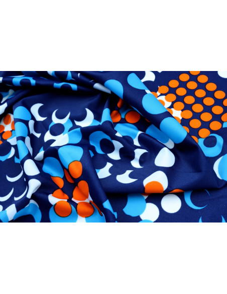 Tissu Lycra Maillot de Bain Cercles Marine de Qualité, Tissu au mètre, Tissu pas cher - Alltissus.com