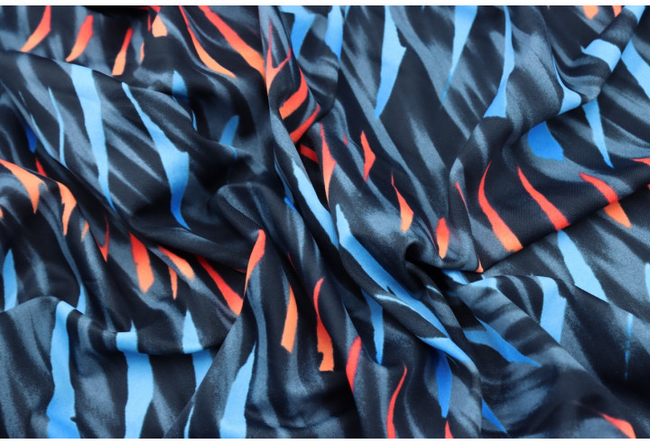 Tissu Lycra Maillot de Bain Tâches Bleu et Orange de Qualité, Tissu au mètre, Tissu pas cher - Alltissus.com