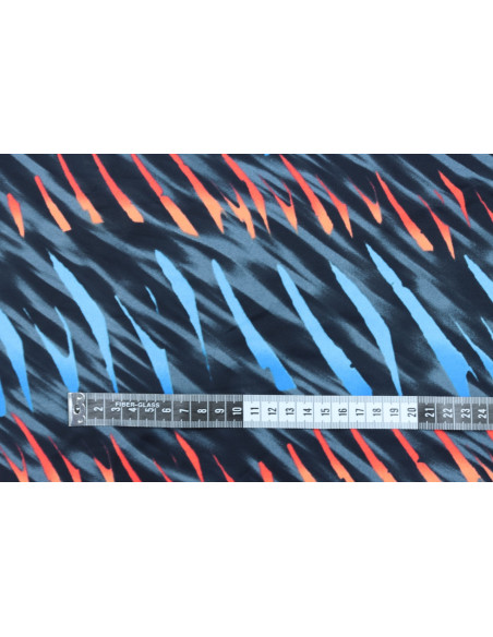 Tissu Lycra Maillot de Bain Tâches Bleu et Orange de Qualité, Tissu au mètre, Tissu pas cher - Alltissus.com
