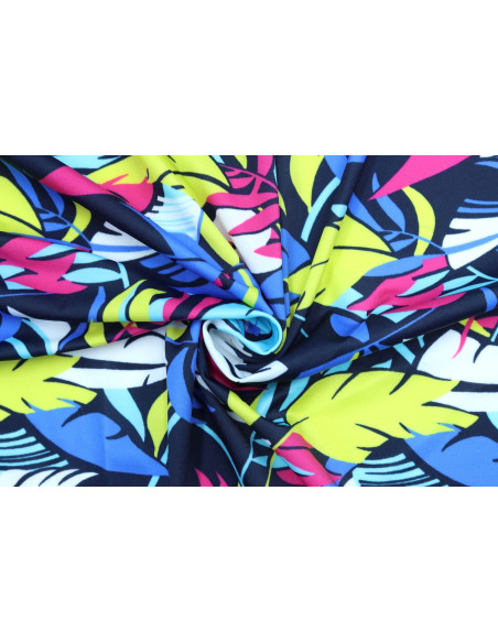 Tissu Lycra Maillot de Bain Feuilles Multicolore de Qualité, Tissu au mètre, Tissu pas cher - Alltissus.com
