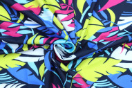 Tissu Lycra Maillot de Bain Feuilles Multicolore de Qualité, Tissu au mètre, Tissu pas cher - Alltissus.com