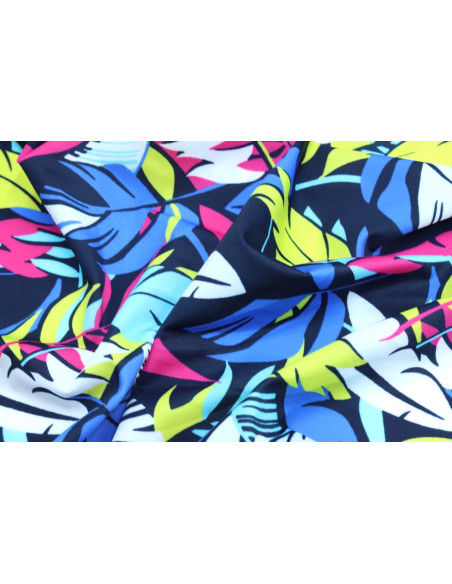 Tissu Lycra Maillot de Bain Feuilles Multicolore de Qualité, Tissu au mètre, Tissu pas cher - Alltissus.com