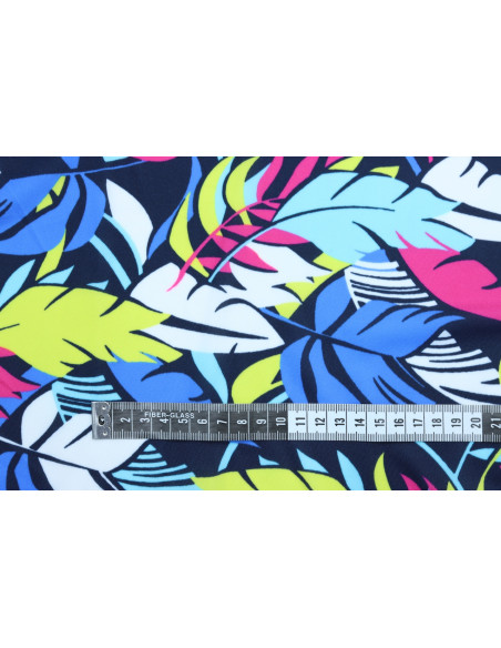 Tissu Lycra Maillot de Bain Feuilles Multicolore de Qualité, Tissu au mètre, Tissu pas cher - Alltissus.com