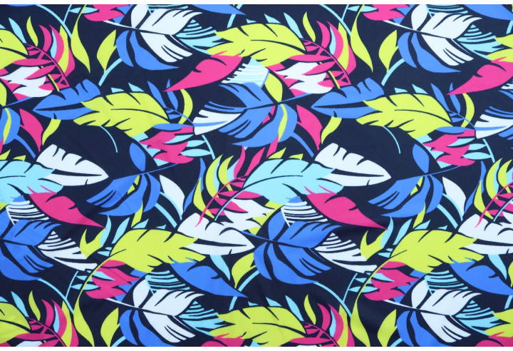 Tissu Lycra Maillot de Bain Feuilles Multicolore de Qualité, Tissu au mètre, Tissu pas cher - Alltissus.com