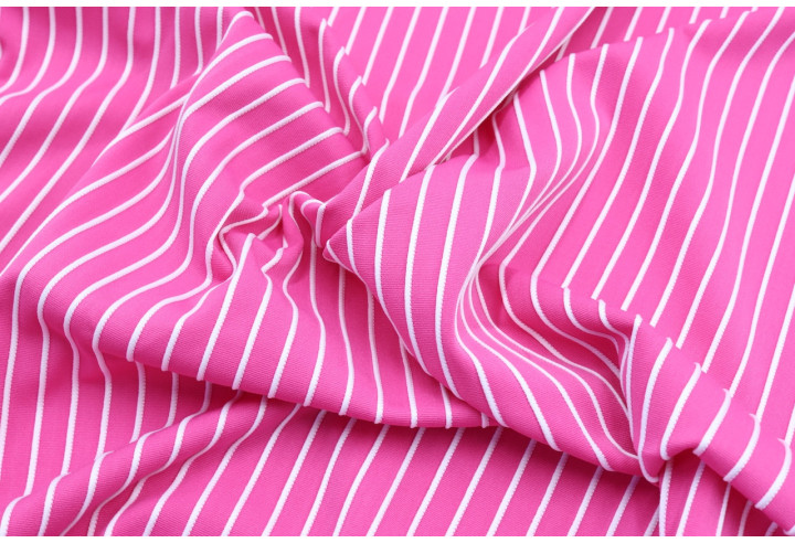 Tissu Lycra Rose Rayure Relief Blanc de Qualité, Tissu au mètre, Tissu pas cher - Alltissus.com