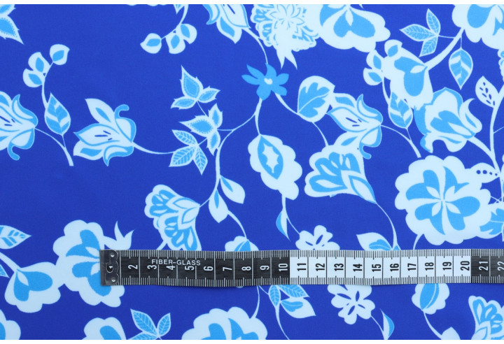 Tissu Lycra Maillot de Bain Fleurs Bleu Roi de Qualité, Tissu au mètre, Tissu pas cher - Alltissus.com