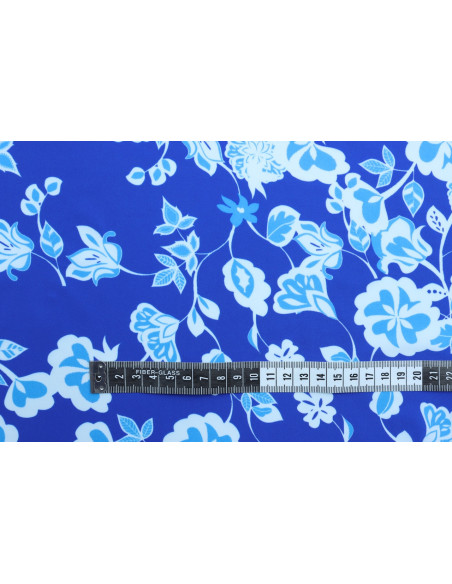 Tissu Lycra Maillot de Bain Fleurs Bleu Roi de Qualité, Tissu au mètre, Tissu pas cher - Alltissus.com