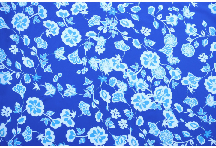Tissu Lycra Maillot de Bain Fleurs Bleu Roi de Qualité, Tissu au mètre, Tissu pas cher - Alltissus.com