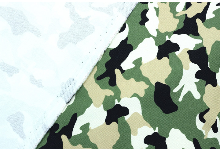 Tissu Gabardine Coton Imprimée Camouflage Blanc de Qualité, Tissu au mètre, Tissu pas cher - Alltissus.com