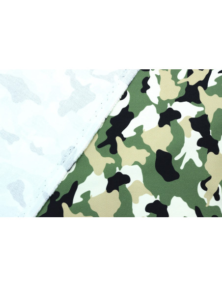 Tissu Gabardine Coton Imprimée Camouflage Blanc de Qualité, Tissu au mètre, Tissu pas cher - Alltissus.com