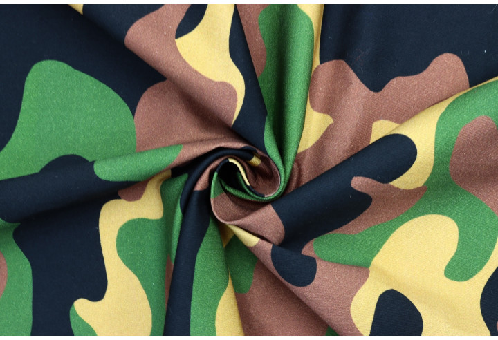 Tissu Gabardine Coton Imprimée Militaire Beige de Qualité, Tissu au mètre, Tissu pas cher - Alltissus.com