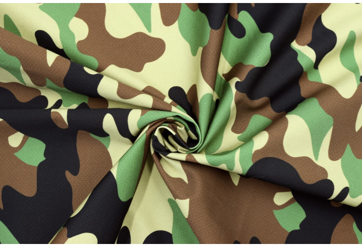 Tissu Popeline Coton Extensible Imprimée Militaire Kaki de Qualité, Tissu au mètres, Tissu pas cher - Alltissus.com