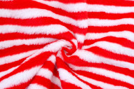 Tissu Fausse Fourrure Douce Rayée Rouge et Blanc de Qualité, Tissus au mètre, Tissus pas cher - Alltissus.com
