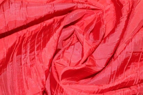 Tissu Taffetas Plissé Rouge -Au Mètre