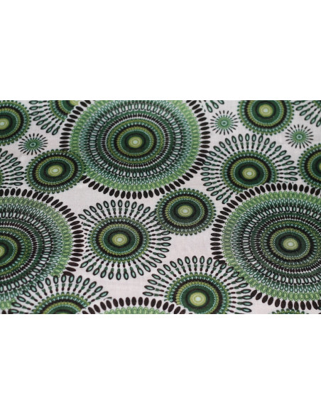 Tissu Viscose Imprimée Cercle Vert -Au Mètre