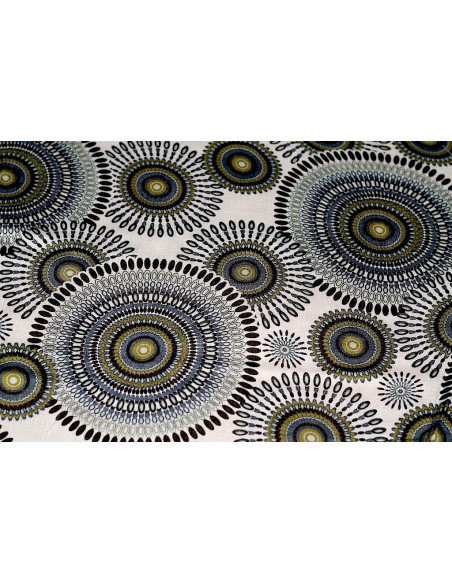 Tissu Viscose Imprimée Cercle Gris -Au Mètre
