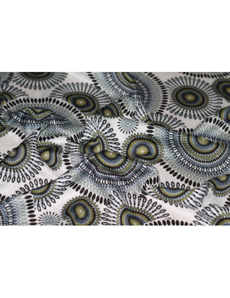 Tissu Viscose Imprimée Cercle Gris -Au Mètre