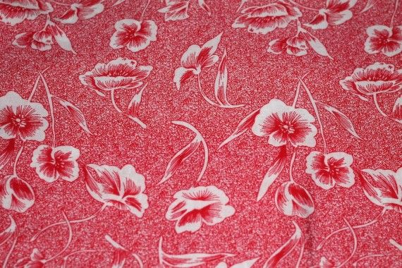 Tissu Viscose Imprimée Tulipe Rouge -Au Mètre
