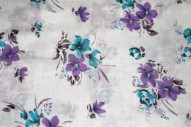 Tissu Viscose Imprimée Lilas Violet/Bleu -Au Mètre