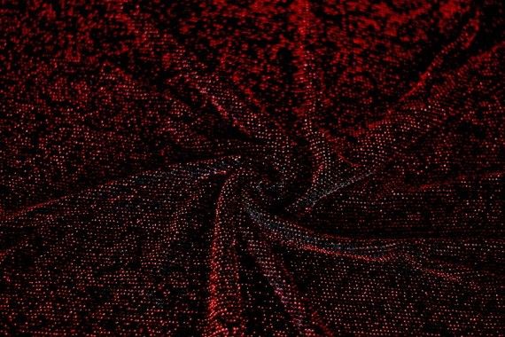 Tissu Maille Lurex Noir/Rouge -Au Metre