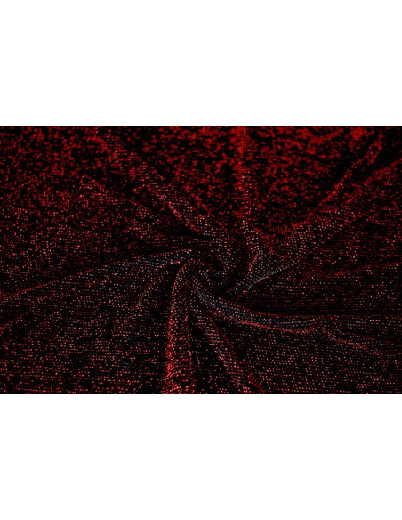 Tissu Maille Lurex Noir/Rouge -Au Metre