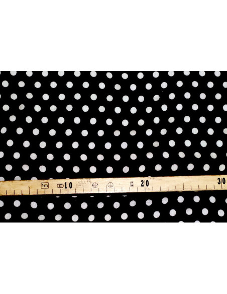Tissu Viscose Imprimée Pois Noir/Blanc -Au Mètre