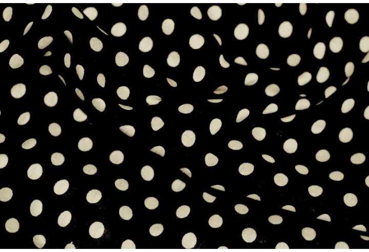 Tissu Viscose Imprimée Pois Noir/Ecru -Au Mètre
