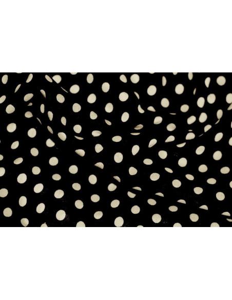 Tissu Viscose Imprimée Pois Noir/Ecru -Au Mètre