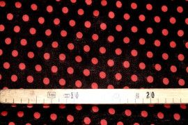 Tissu Viscose Imprimée Pois Noir/Rouge -Au Mètre