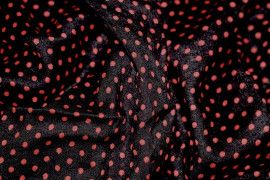 Tissu Viscose Imprimée Petit Pois Noir/Rouge -Au Mètre