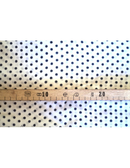 Tissu Viscose Imprimée Petit Pois Blanc/Marine -Au Mètre