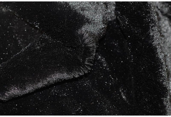 Tissu Velours Doublé Fourrure Noir -Au Mètre