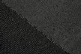 Tissu Maille Doublée Fourrure Noire/Grise -Coupon de 3 mètres