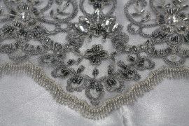 Tissu Tulle Perlé Gris -Coupon de 3m40