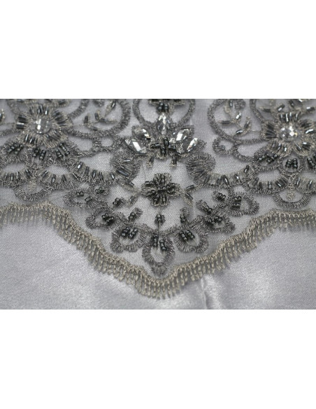 Tissu Tulle Perlé Gris -Coupon de 3m40
