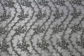 Tissu Tulle Perlé Gris -Coupon de 3m40