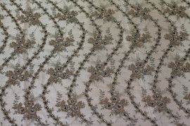 Tissu Tulle Perlé Saumon -Coupon de 3m40