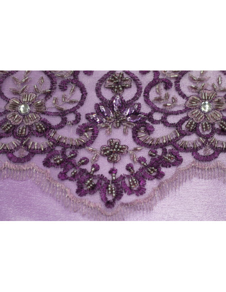 Tissu Tulle Perlé Violet -Coupon de 3m40