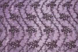 Tissu Tulle Perlé Violet -Coupon de 3m40