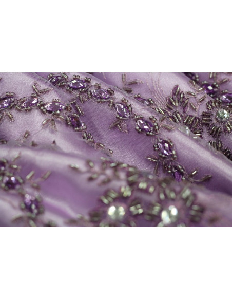Tissu Tulle Perlé Violet -Coupon de 3m40