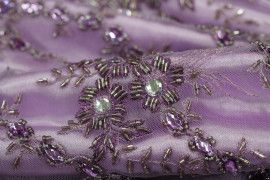 Tissu Tulle Perlé Violet -Coupon de 3m40