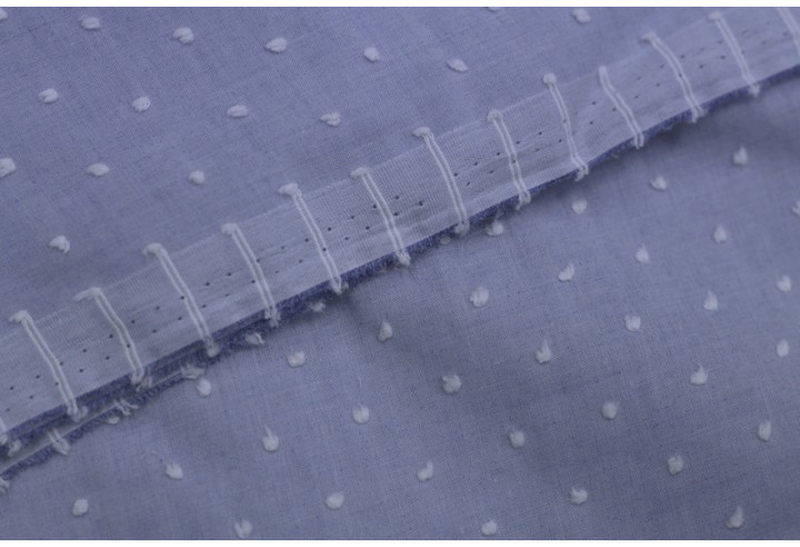 Tissu Voile à Pois Uni Jean -Au Mètre