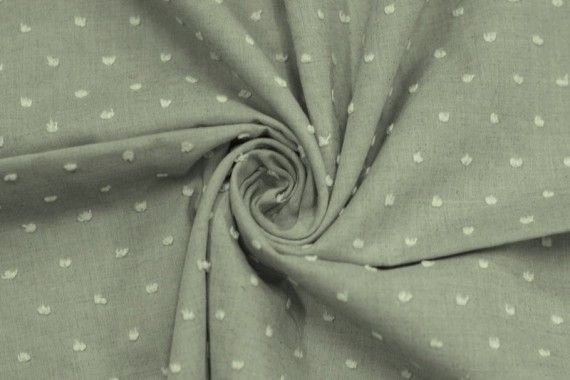 Tissu Voile à Pois Uni Kaki -Coupon de 3 mètres