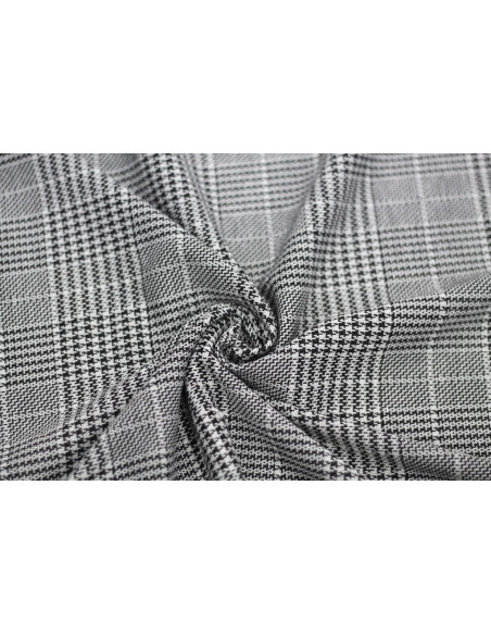 Tissu Lainage Prince de Galles Gris Clair -Au Mètre
