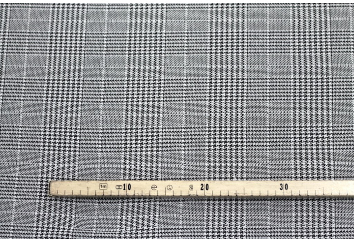 Tissu Lainage Prince de Galles Gris Clair -Au Mètre