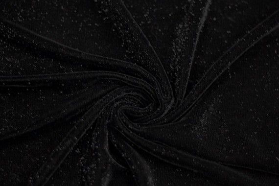 Tissu Velours Velvet Brillant Noir -Au Mètre