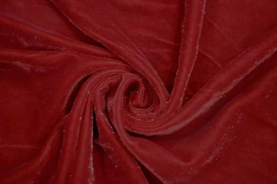 Tissu Velours Velvet Brillant Rouge -Au Mètre